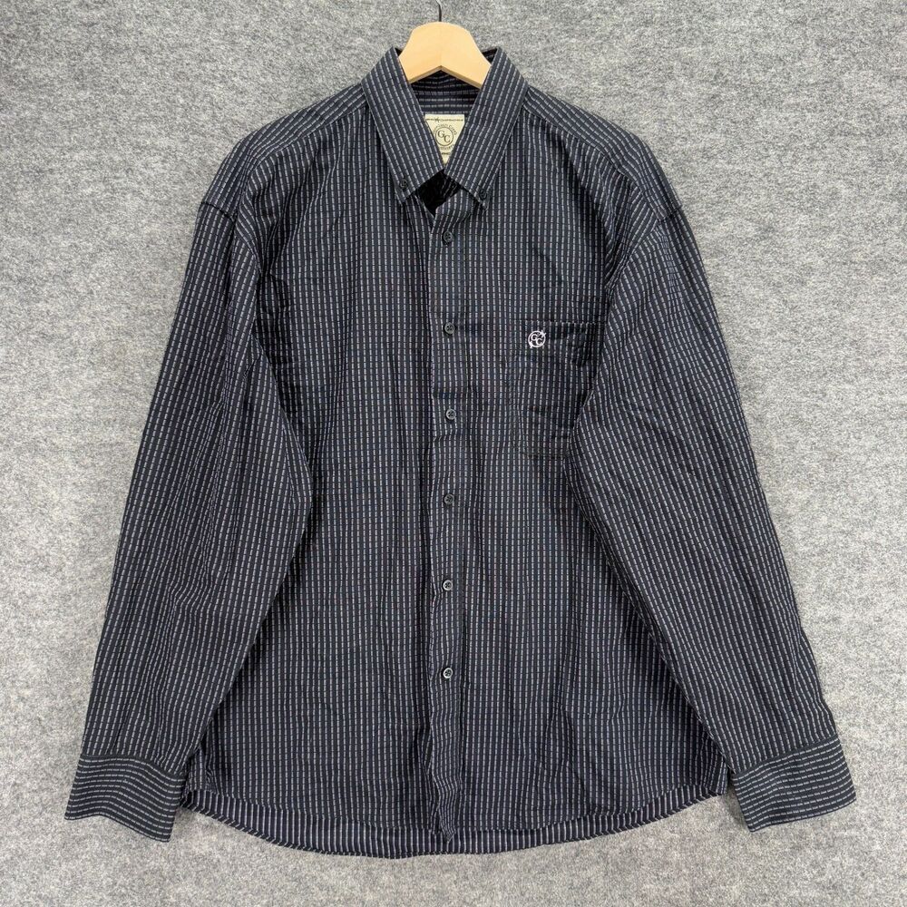 Gunnison Creek Shirt Men L Large Black Striped Button Up Collared Long Sleeve